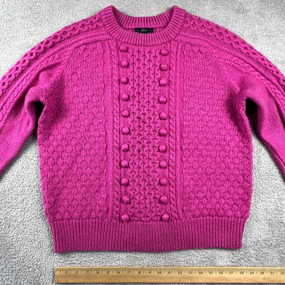 J.Crew Pink Cable‎ Knit Sweater Womens Large Preppy Chunky Textured Cozycore - Picture 12 of 14
